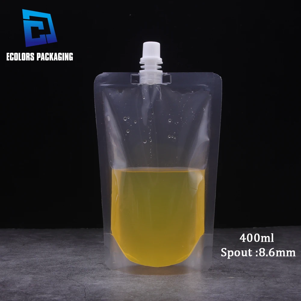 hot sale factory wholesale clear transparent spout water drink plastic packaging bags with suction nozzle