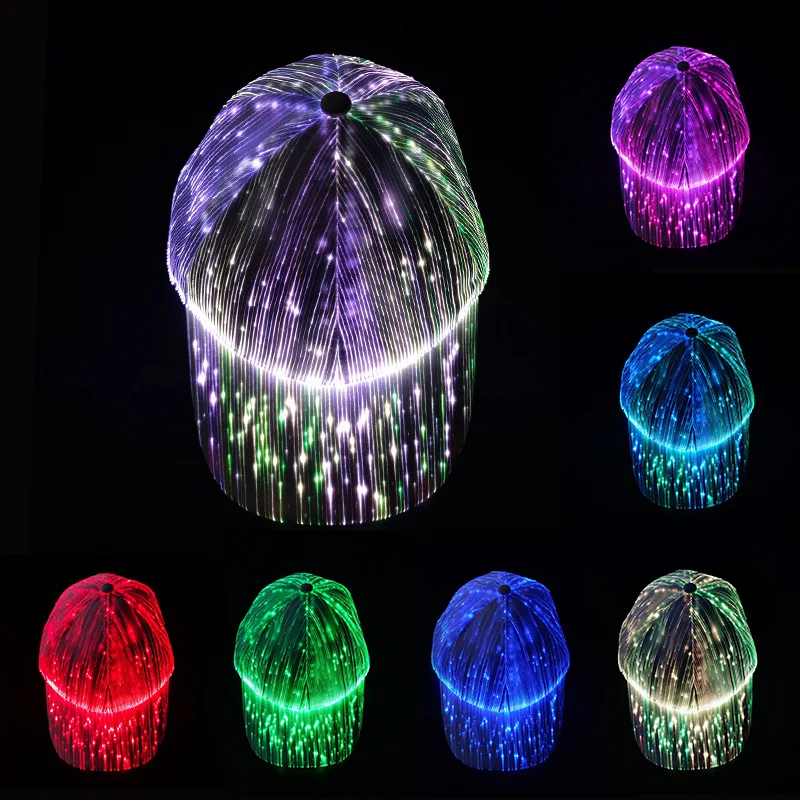 FREE SAMPLE customization led light up shiny party festival hip pop baseball sports hat cap with led light for man woman