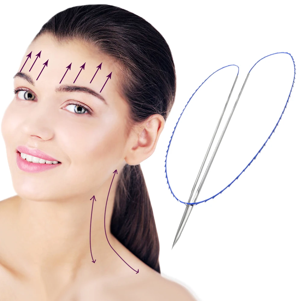 20g140mm Pdo Thread Cog, Face Lifting 350mm Cog Hilos, Double Needle Thread Lift Pdo 4d Cog With Sharp Needle