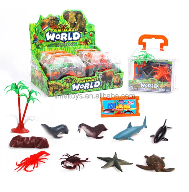 New pvc fishing animal of 12 different style montessori toy coconut tree decorating toy sea animals model