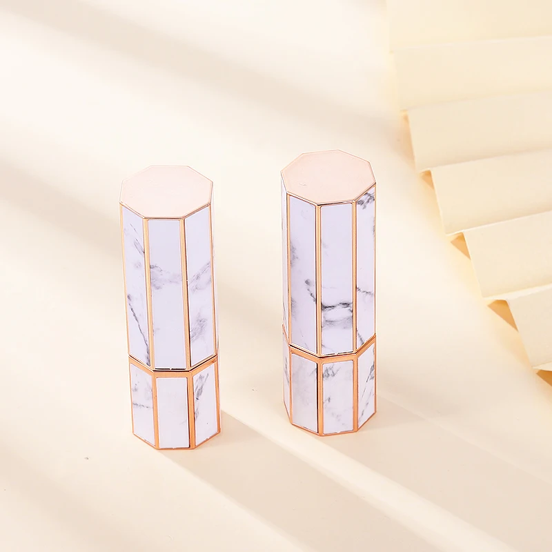 KH040 Octagon ABS cosmetic tube fancy lipsticks marble lip gloss containers tubes packaging