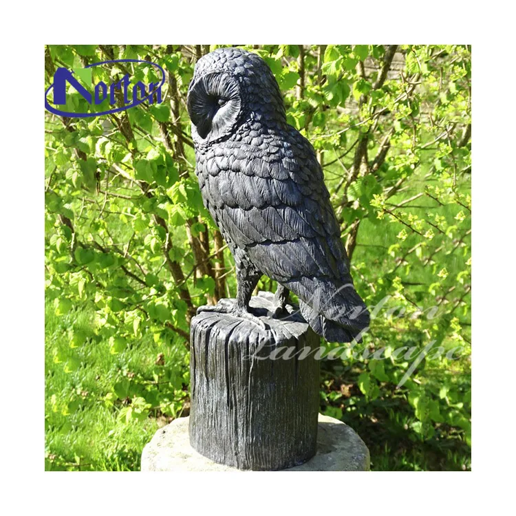 High Quality Hand Carved Life Size Cast Metal Brass Bronze Birds Owl Statue Garden Sculpture For Sale