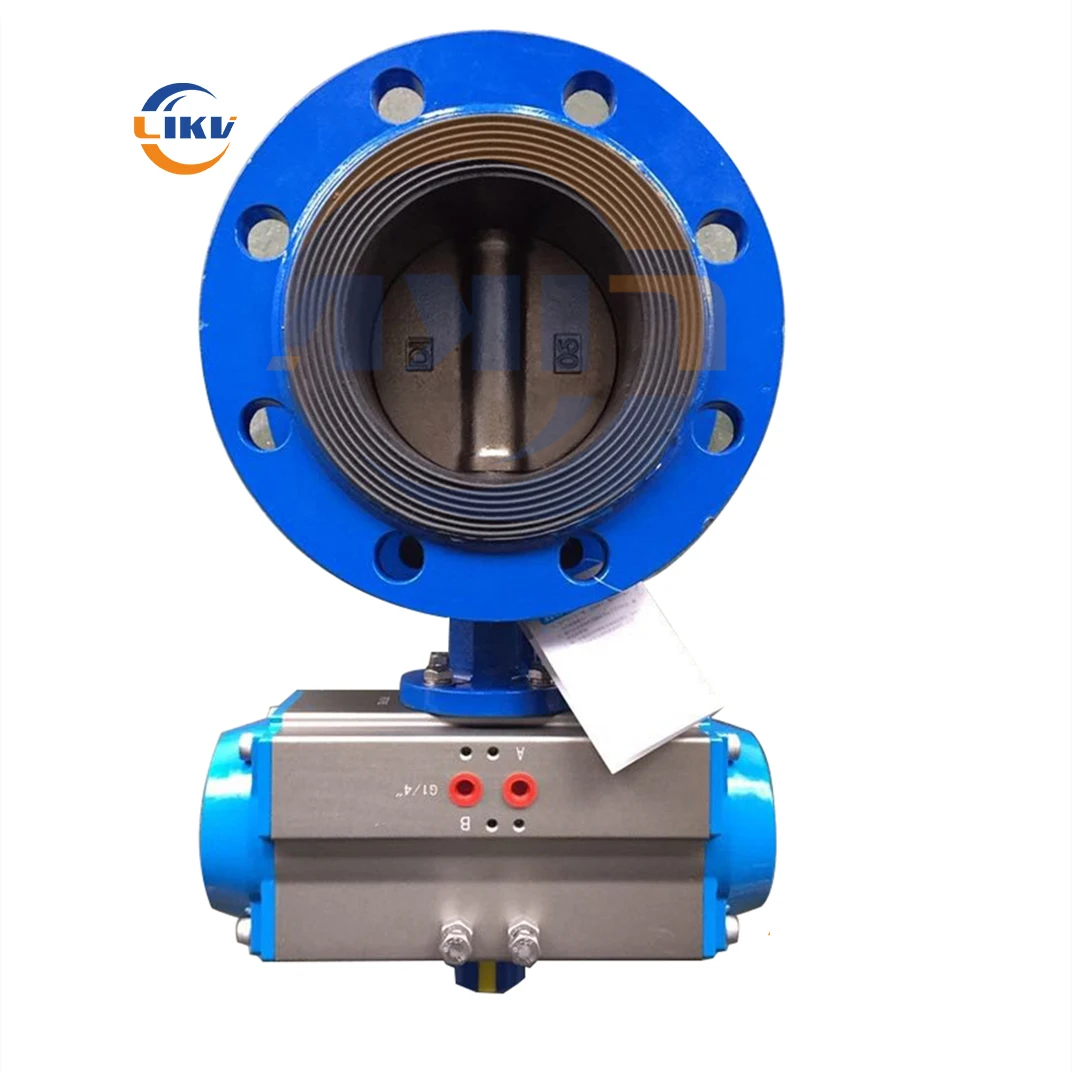 Cast Iron/Ductile Iron Penumatic Actuated Concentric Double Flange Butterfly Valve