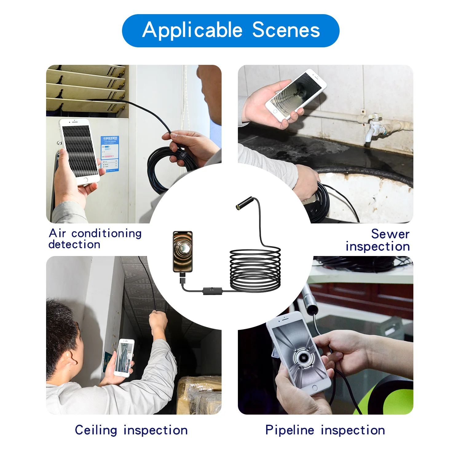 Autofocus endoscopic borescope camera equipment 5mp endoscope camera industrial automobile air conditioning evaporator borescope