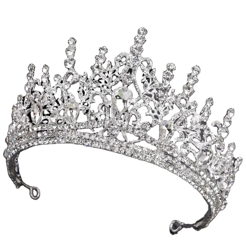 Luxury Sparkly Handmade Rhinestone Birthday Party Bridal Wedding Hair Accessories Crown Tiara For Bride
