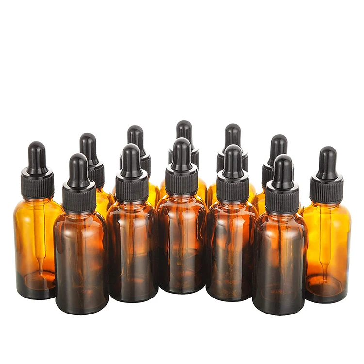 Hot Sale 50ml Amber Essential Oil Dropper Glass Bottle Empty Cosmetic Refillable Perfume Serum Oil Glass Dropper Bottles