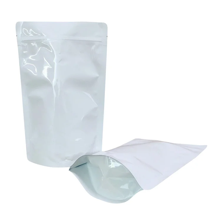 Custom 500g 16oz White Stand Up Pouch Bag With Ziplock For Food Packaging coffee tea cookie