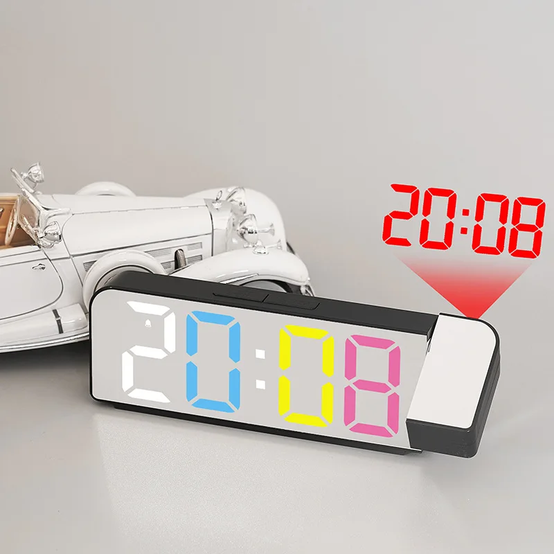 Multifunction Simple Large Screen Adjustable Brightness Time Projector Digital Alarm Clock Display Date Calendar and Temperature