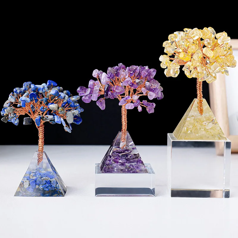 New Design Luxury Crystals Healing Stones Money Tree Business Gift Orgone Pyramid Crystal Tree