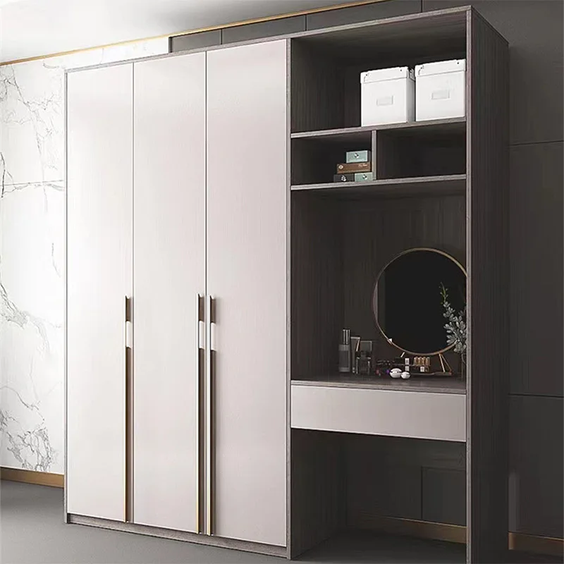 Modern Modular Wardrobe With Dressing Table Italian Full Room Glass Mirrored Cabinet Luxurious Bedroom Furniture For Clothes