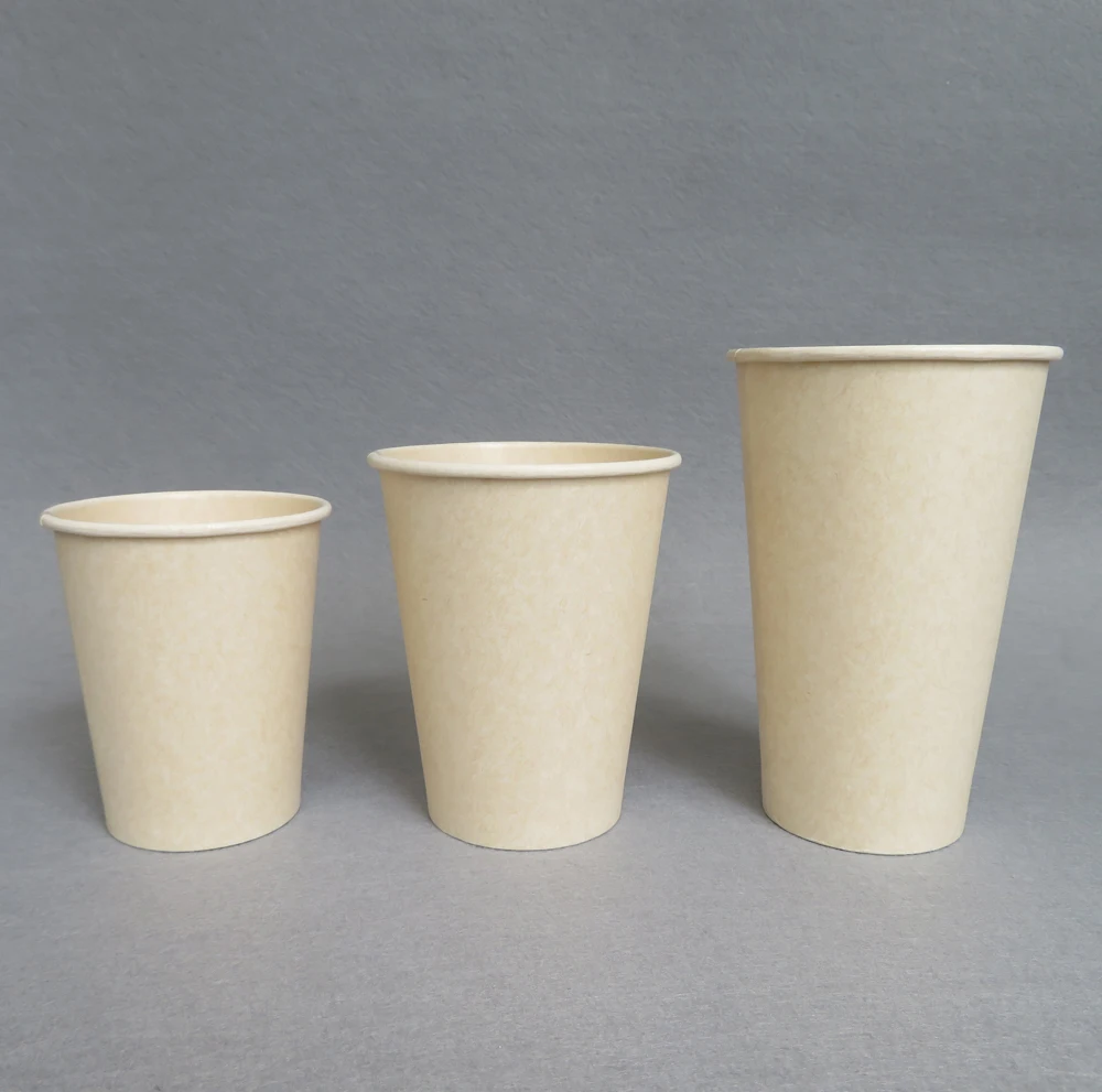 Biodegradable Disposable Coffee Paper Cups Single Double Wall PLA Coating Gold Foil Embossing Vanishing Stamping Varnishing