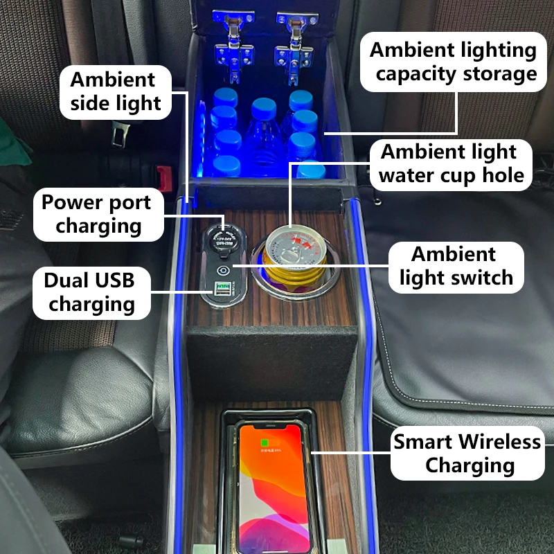 High-End Business Audi Q5 Armrest Box Luxury Leather Q3 Q5L Back Row Rear Integrated Armrest Box With Wireless Charger