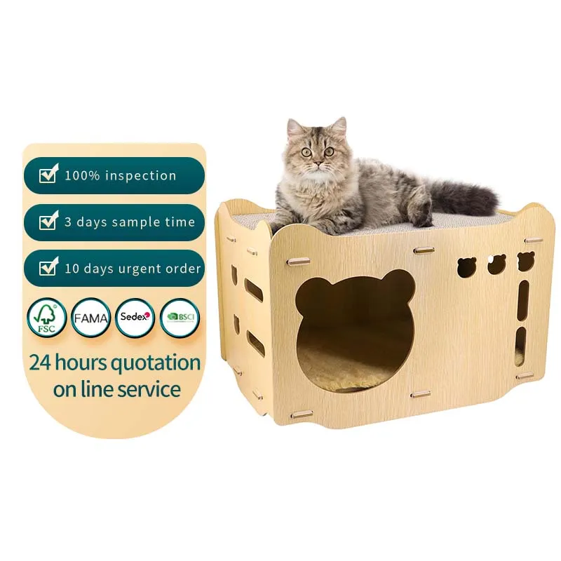 Can be hidden, scratch-proof, cat climbing house, wooden cat house, indoor cat rest, easy to assemble.