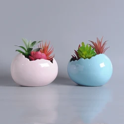 Wholesale Decorative Small Indoor Succulent Pots Plant Planter Pot Ceramic Mini Broken Shell Egg Succulent Plants Pots