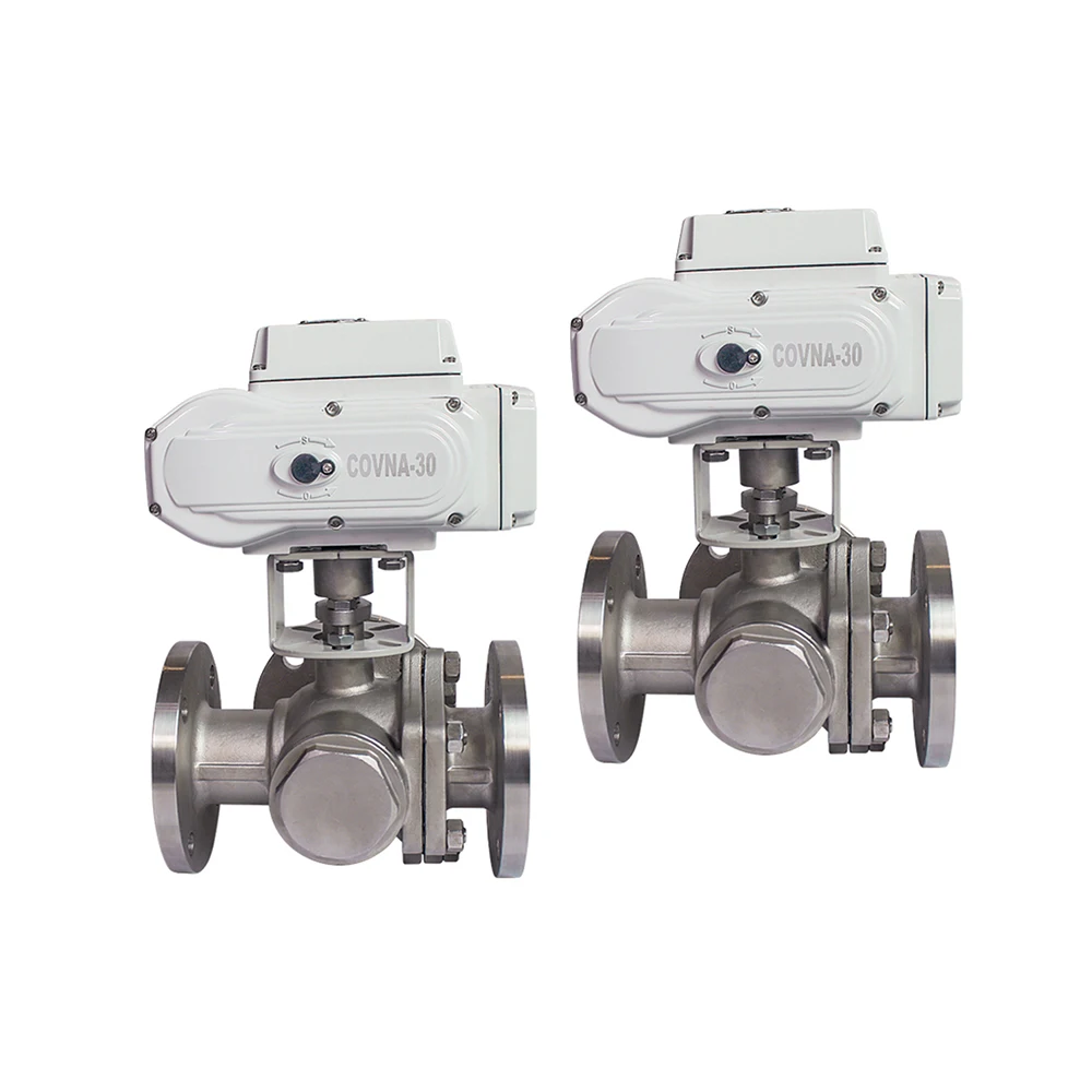 Covna Hk60-Q-Tf Series Motor Operated Valves Food Grade Flange  Ip67100 Mm Three Way Electric Ball Valve Motorized Ball Valve