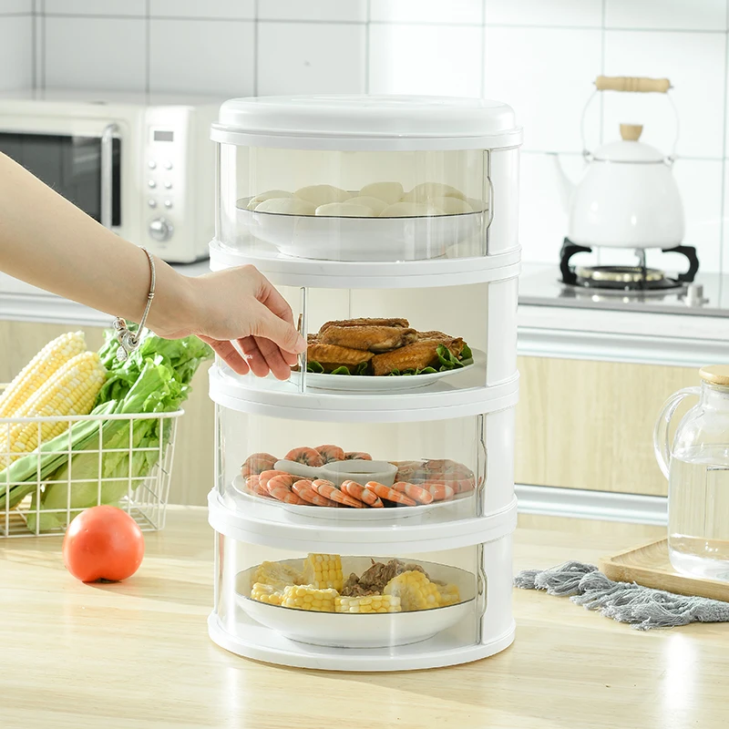 Hot sale multilayer clear acrylic food cover 4-layer plastic insulation food warm cover transparent insulation cover