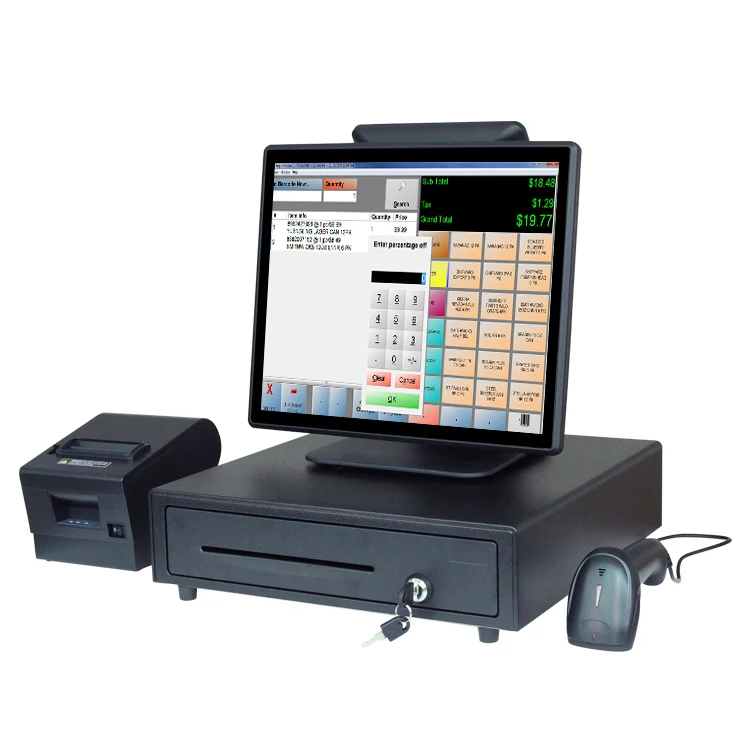 17 inch Ture Flat Screen Hardware System All In One Pos with cash machine teminal printer