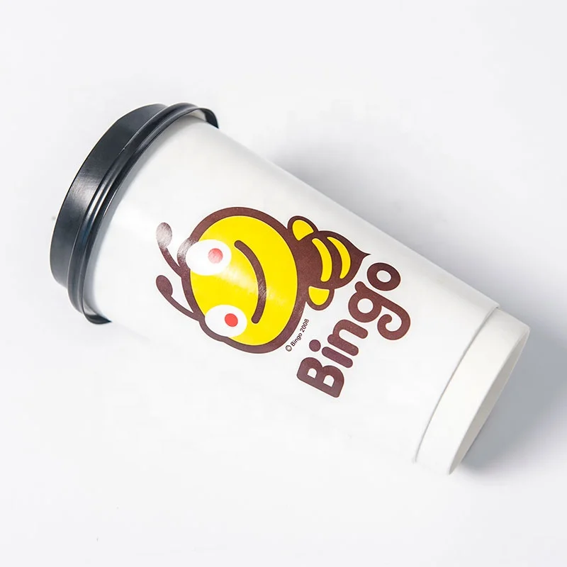 Luckytime free sample custom disposable single wall coffee water beverage paper cup with lids sleeve