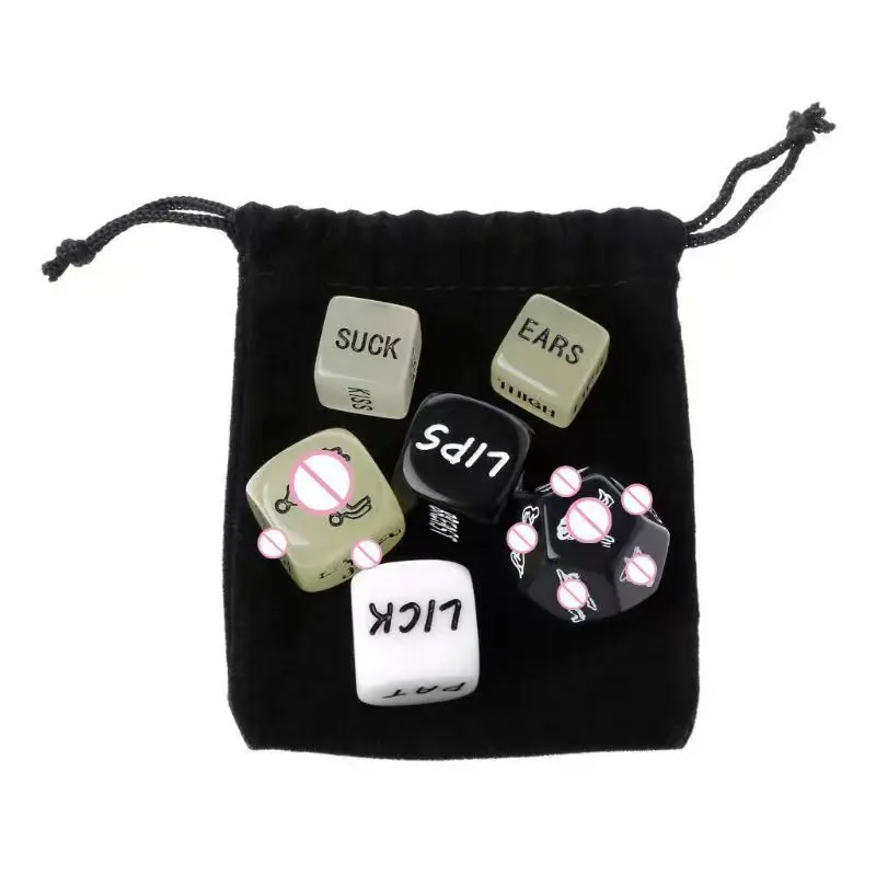6 in set fun dice Luminous English Letter Carved Funny Couple Dice Erotic Posture Love Dice Sex position Sex Toys