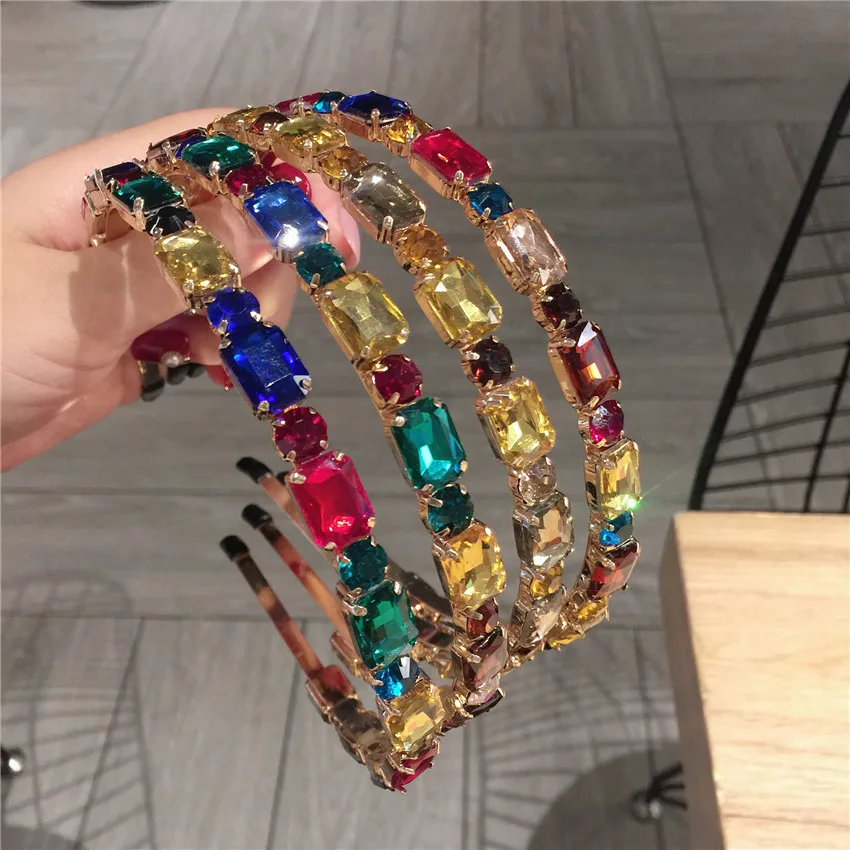 GEERDENG Fashion Women Crystal Jeweled Luxury Headband Girls Colored Rhinestone Beaded Alloy Headbands For Australia