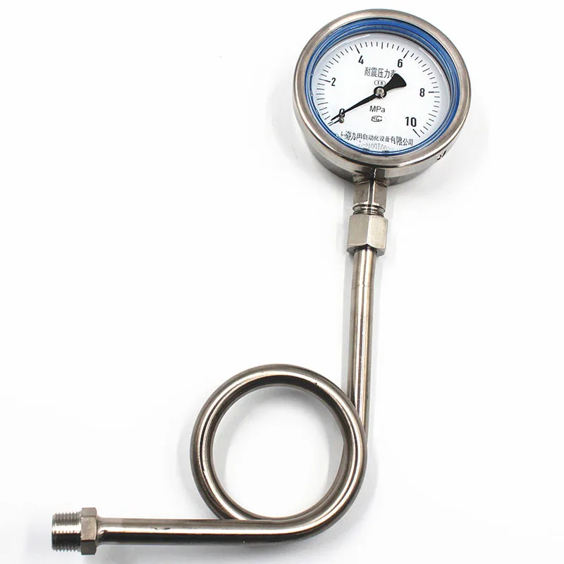YN-100 stainless steel pressure gauge 0-10mpa with table bend radial type pressure gauge