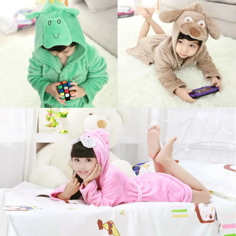 China  Factory Kids Baby Girls Boy Flannel Night Animal Design Bathrobe Sleepwear Homewear Pajamas Clothing with logo