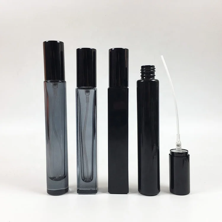 pocket size thin square black perfume bottle empty perfume bottles sample 10 ml perfume spray bottle with black cover