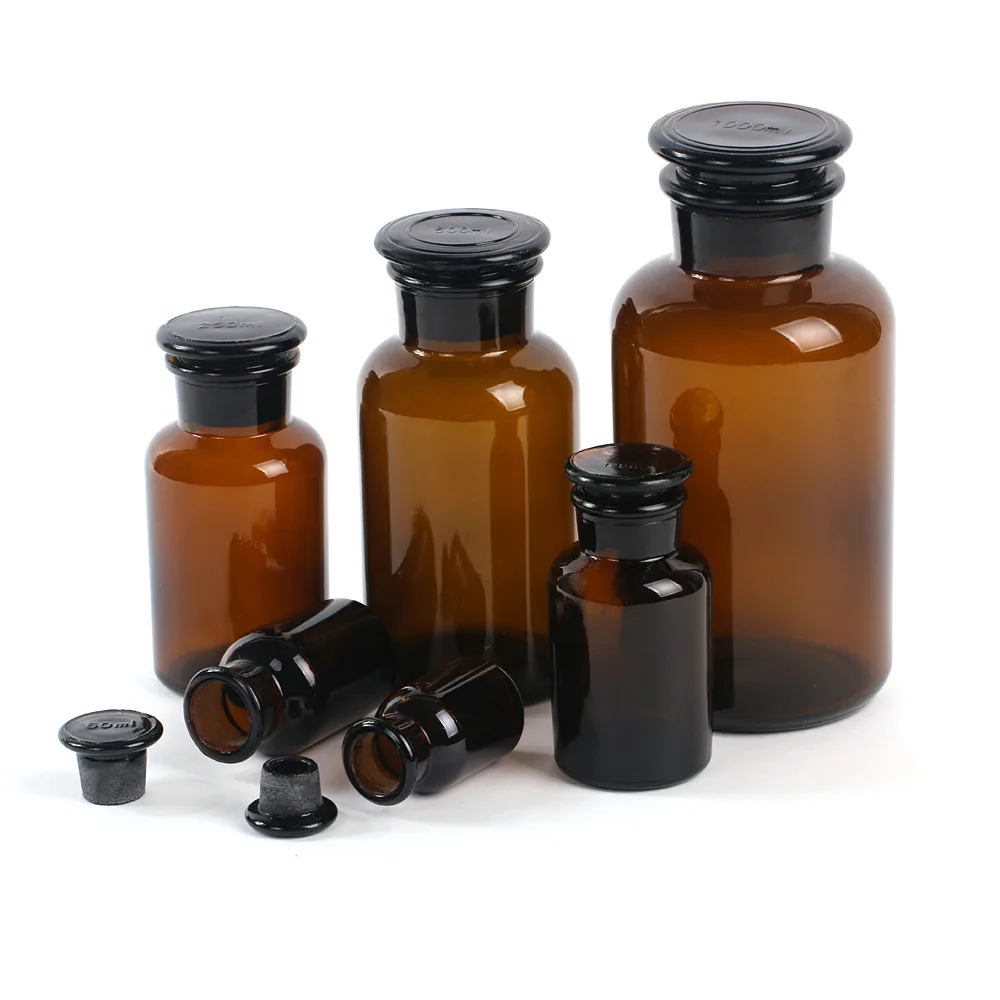 
60ml 125ml 250ml 500ml 1000ml Brown Wide-Mouth Brown Transparent Reagent Bottle Laboratory 