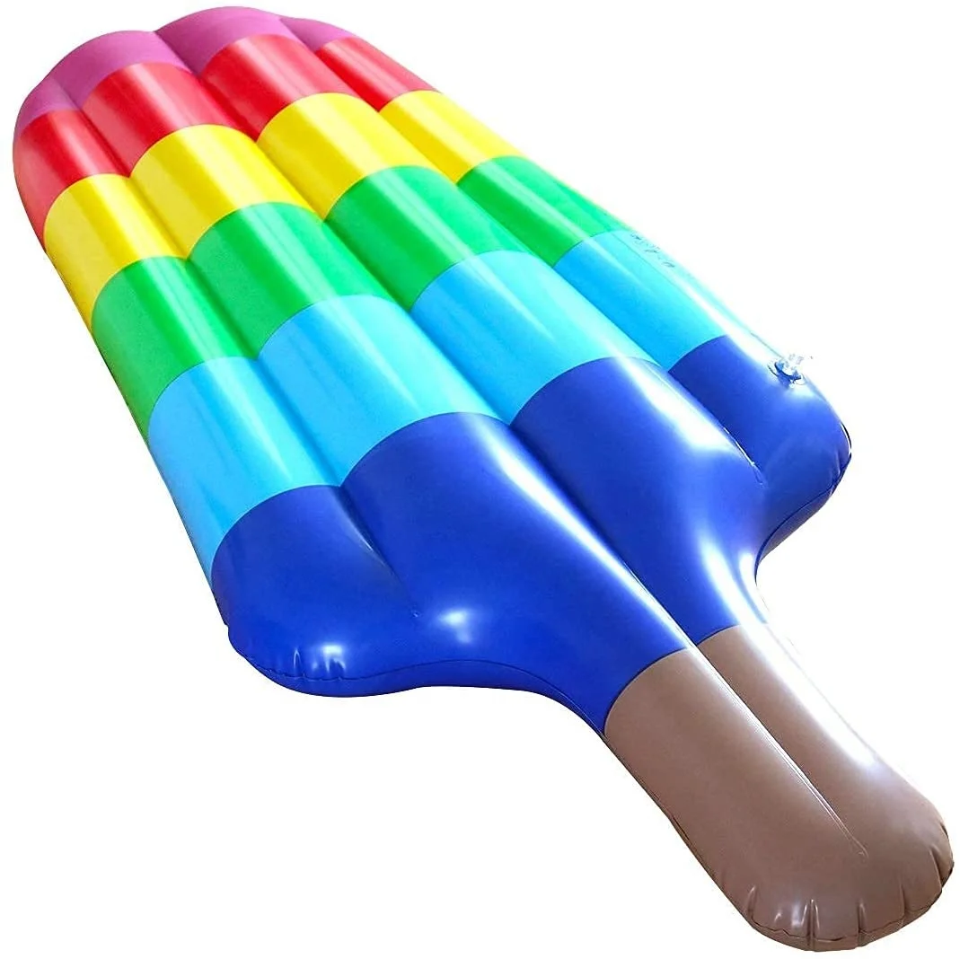 Kids Adults Teens Rainbow Popsicle Summer Water Sport Toys Float Ice Lolly For Adults PVC Inflatable ice lolly  Mat Pool Float