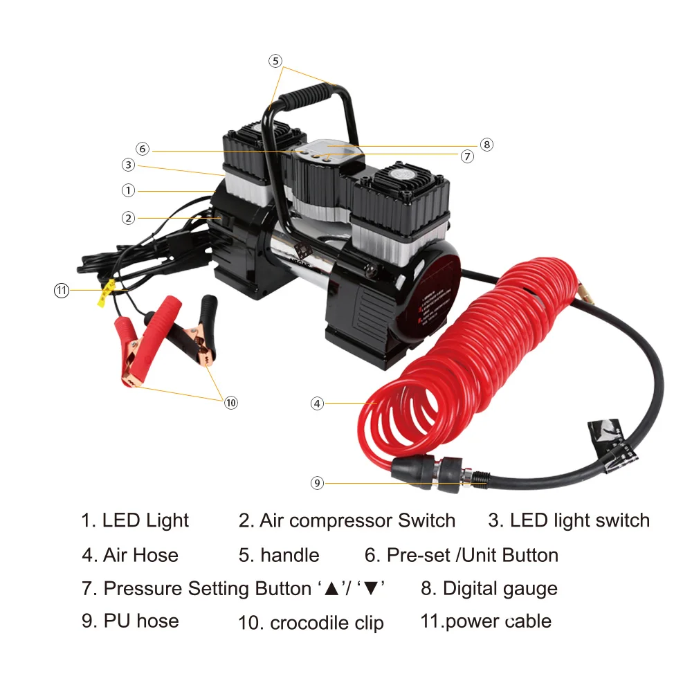 Горячая Распродажа Электрический автомобильный воздушный компрессор для шин 12 в цифровой насос для шин для автомобиля мотоцикла велосипеда