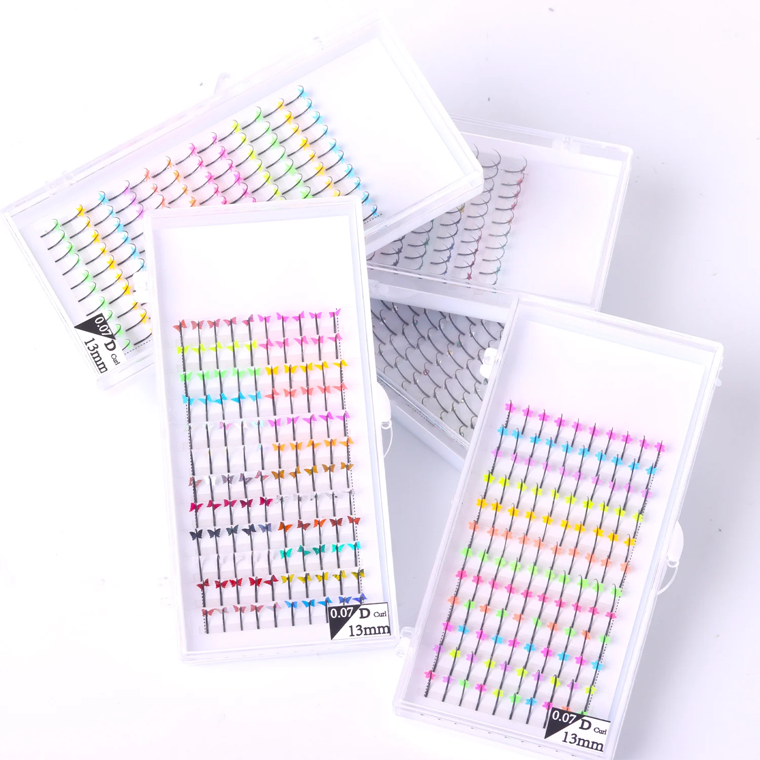 Meet All Quality Glitter Feathered Flat Wispy Premade Faux Mink Spike Closed Fairy Diamond Lash 20mm Soft Extensions