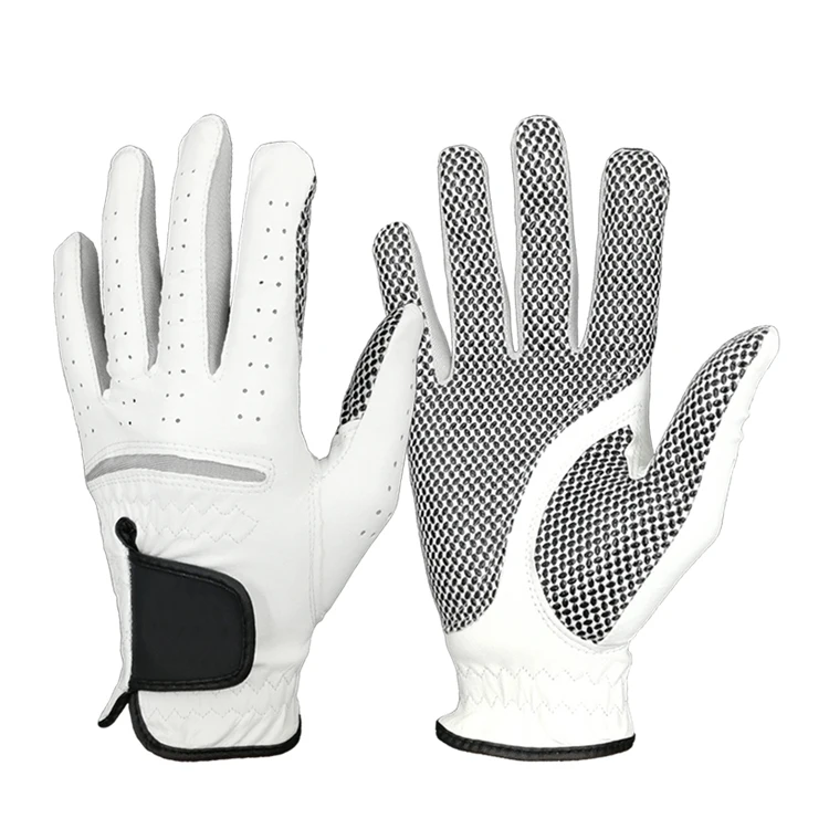 Customized Logo Cabretta Leather Golf Gloves Grain Non Slip Golfer Left and Right Glove