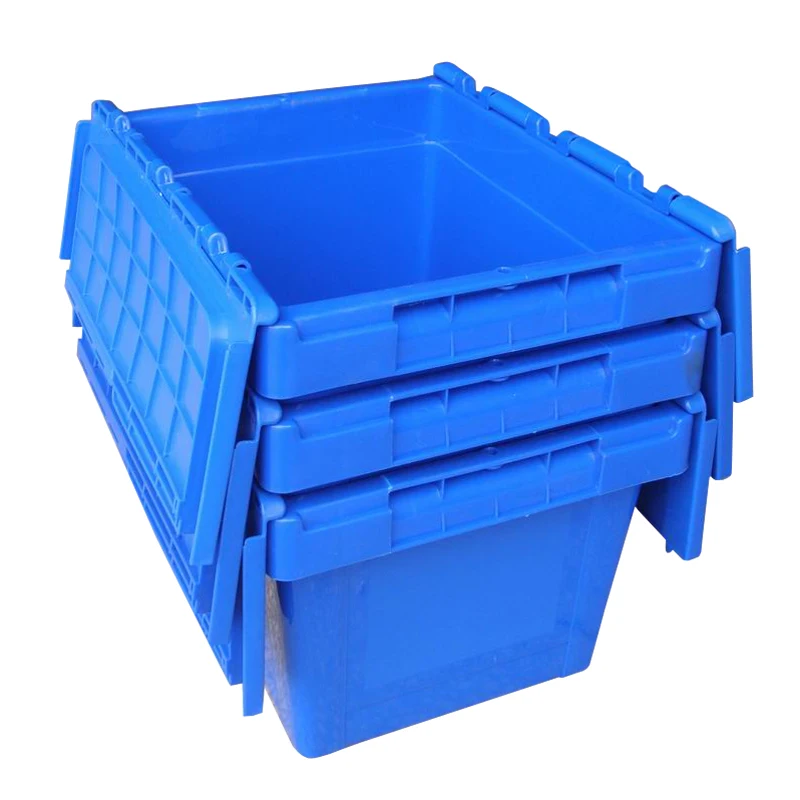 70L Large Plastic Foldable Lid Plastic stack and nest crates