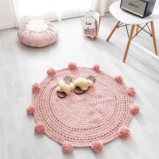 Y-W Knitted carpet floor mats rugs kids room carpet round baby mat macrame kids rug kids crawl tatami carpet