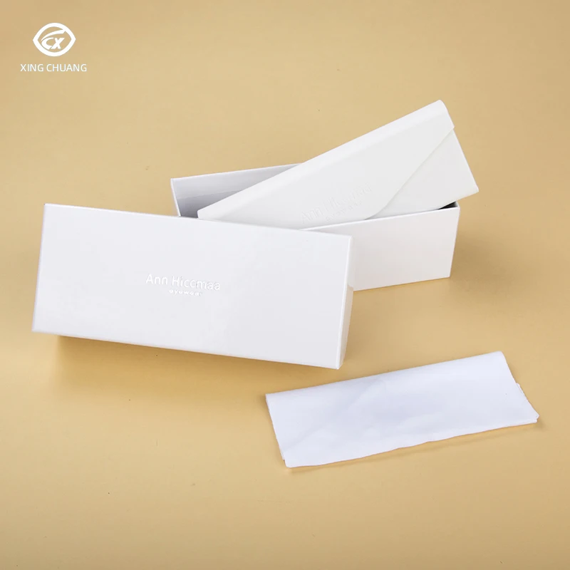 High quality white  eyewear accessories eyeglasses box set leather case soft optical glasses cases package custom logo