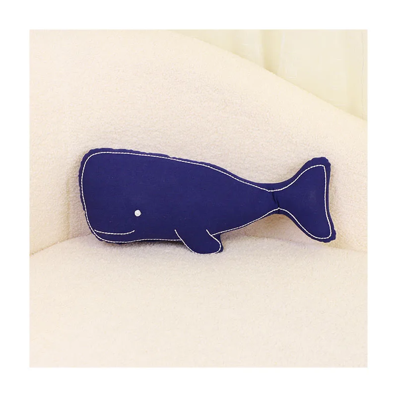 Whale-Shaped Embroidery Coastal Sea Animal Pillow Woven Decorative Cushions with Cartoon Pattern Throw Pillow