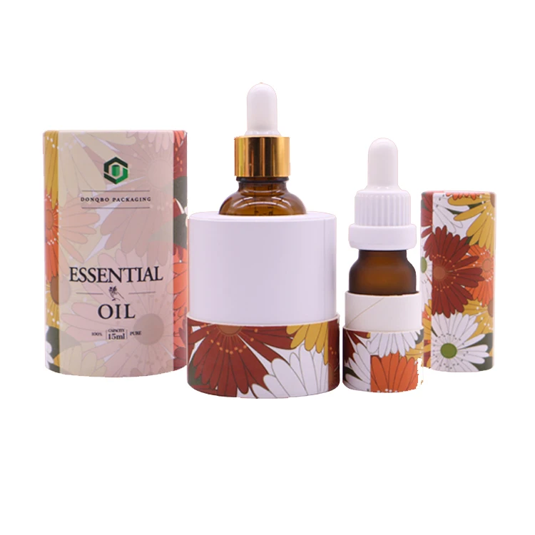 Wholesale Printed Design Round Cosmetic Recyclable 50ml Craft Oil Bottle Paper Tube Box Packaging Tube Packaging for Skincare