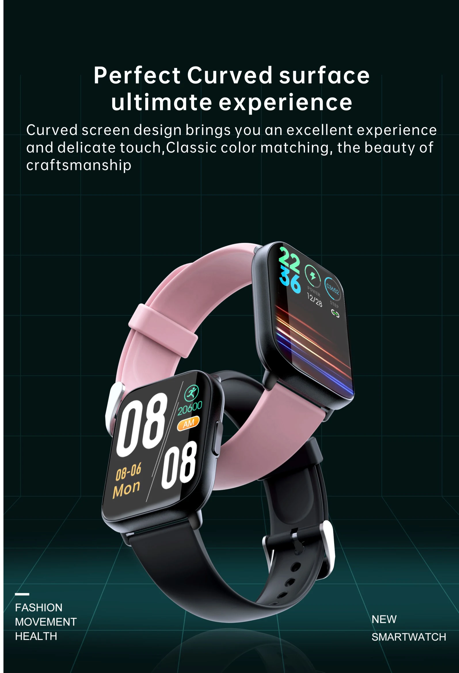 2024 intelligent sports smart watches 1.69 inches Rotatable Calculators fashion smart watch