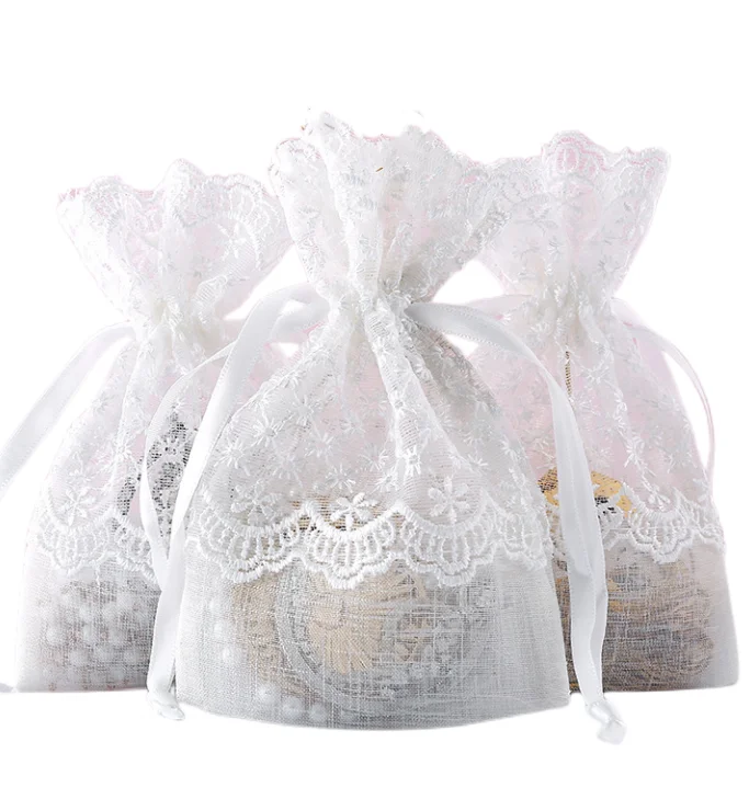 Drawstring Organza Lace Mesh Bags Jewelry Gifts Packaging Bag