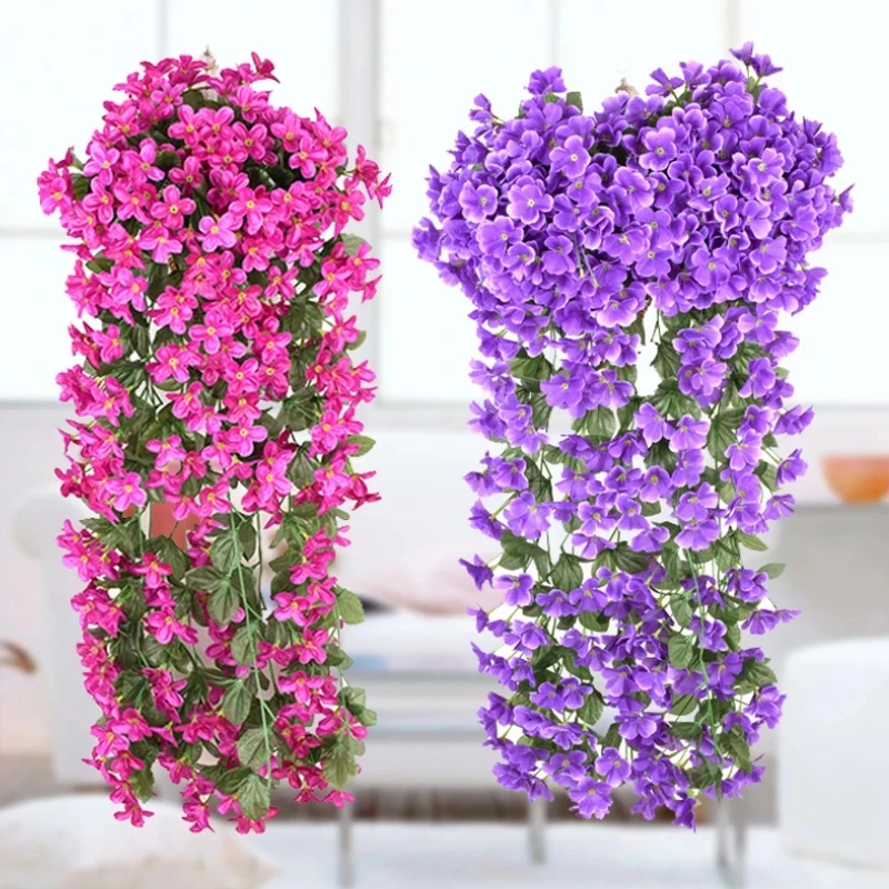 Wall Hanging Violet Artificial Flowers Flower Orchid Silk Vine Home Wedding Party Garden Decoration