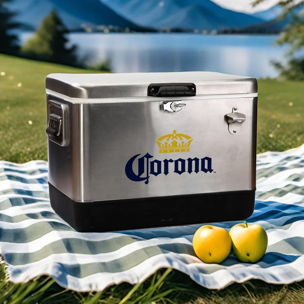 54QT Metal Cooler Box Retro camping ice cooler holiday box