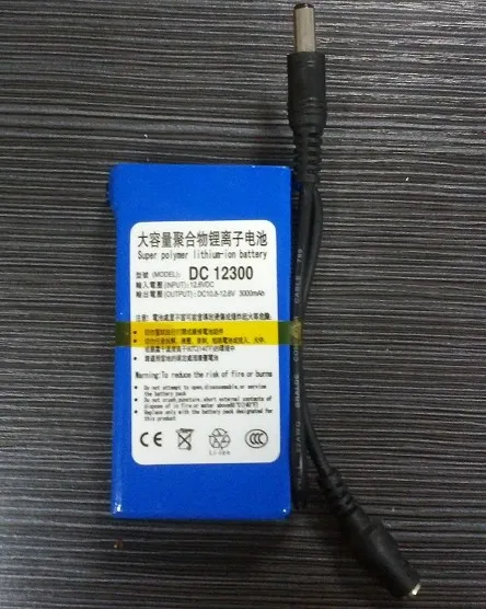 Super 12V 3Ah Rechargeable Li-ion polymer Battery Power Supply for Underwater Fishing Camera led box light