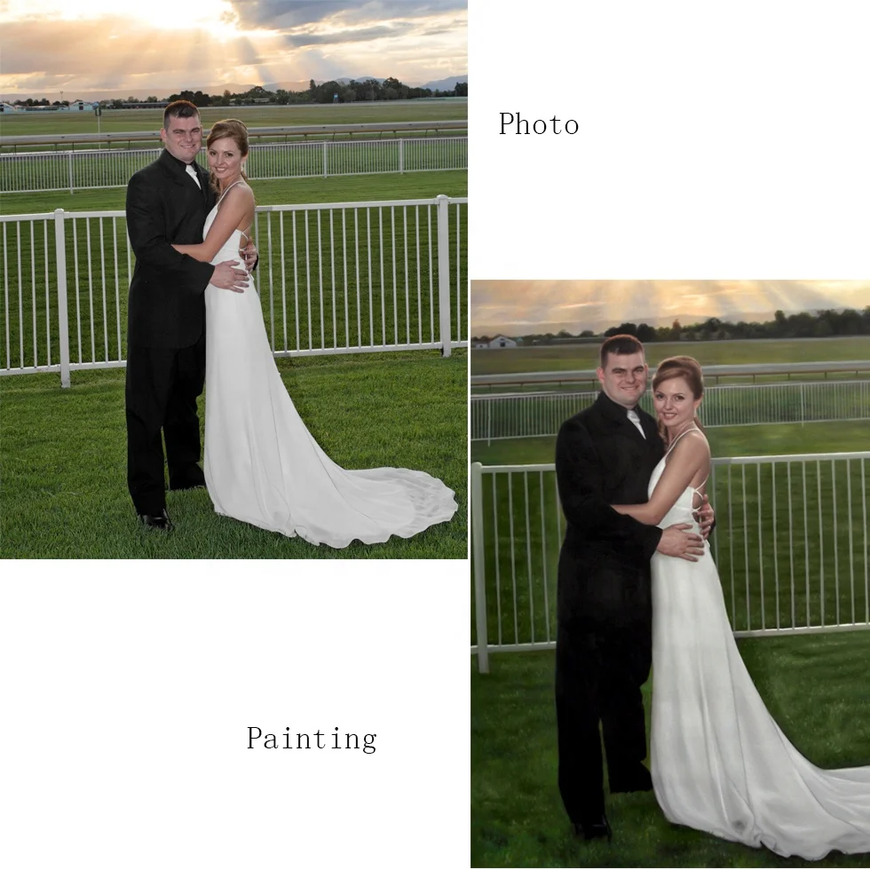 High quality wedding portrait art painting form photo
