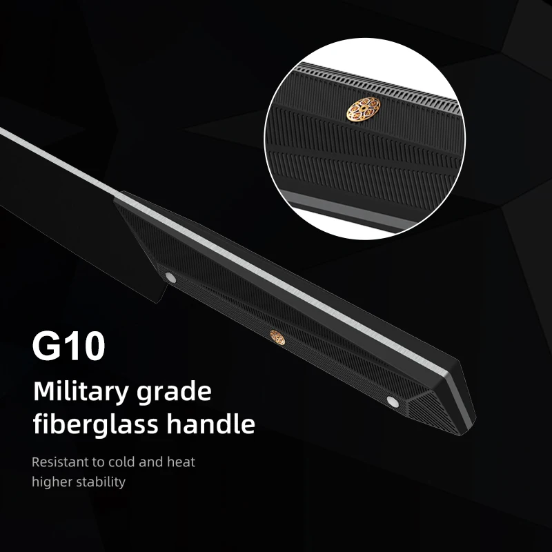 Premium 8 inch black titanium nitride non-reflective coating 7Cr17 MOV full tang chef knife with G10 CNC handle