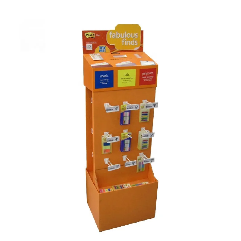 Custom Retail POP Floor Stand Promotion Cardboard Peg Hook Display Stand For Cell Phone Accessory