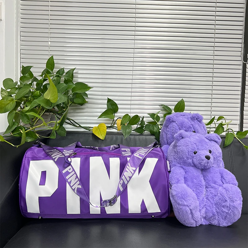 New Arrivals Plush Slippers Pink Bag Duffle Travel Set Spend The Night Weekender Gym Overnight Duffle Bag And Teddy Bear Slipper