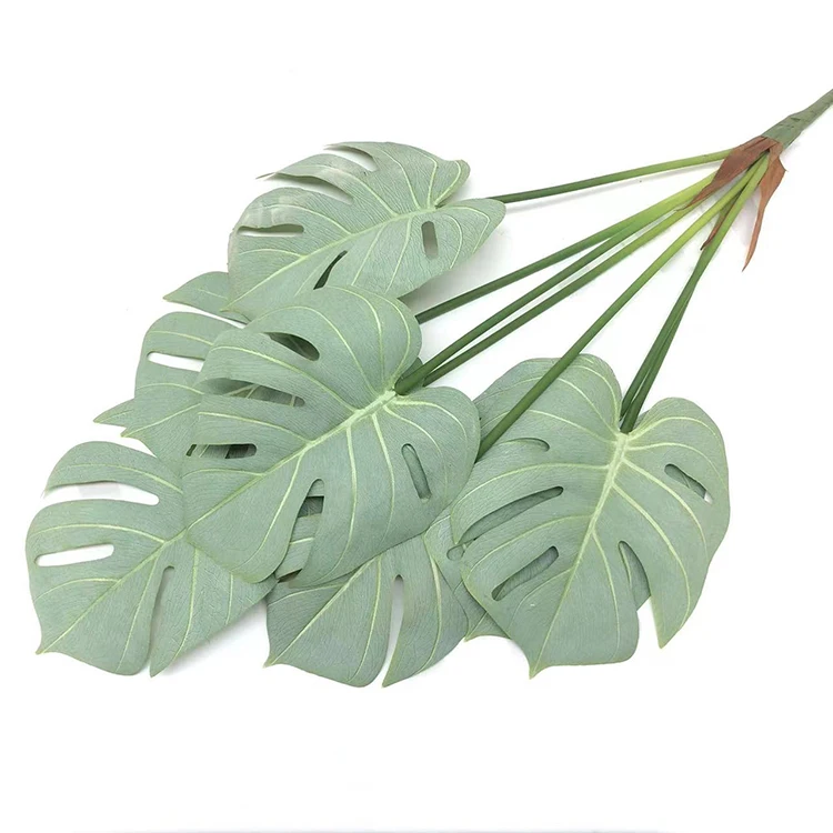 EG-J021 High Quality Faux Palm Leaves Real Touch Indoor Decor Artificial Green Leaves