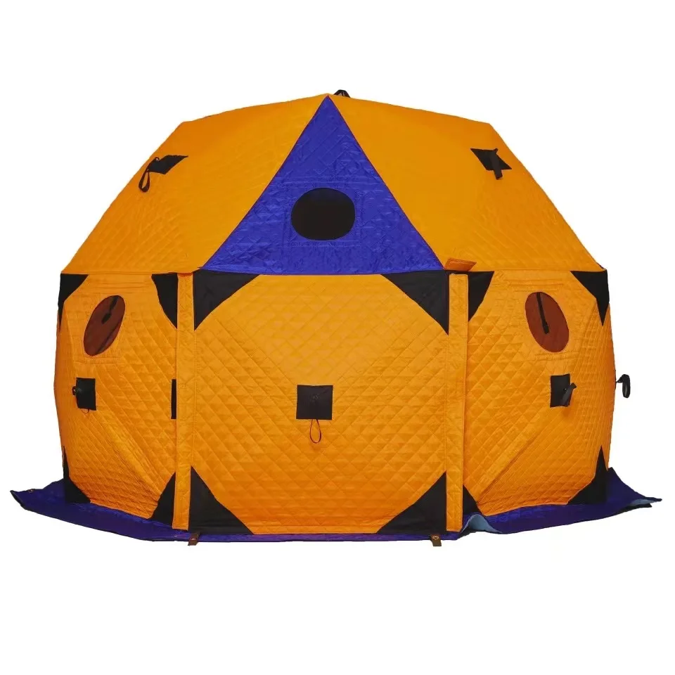 Large Winter Ice Fishing Tent 8-12 Person Camping Tourist Tent Three Layers Cotton Warm Winter Fishing Tent