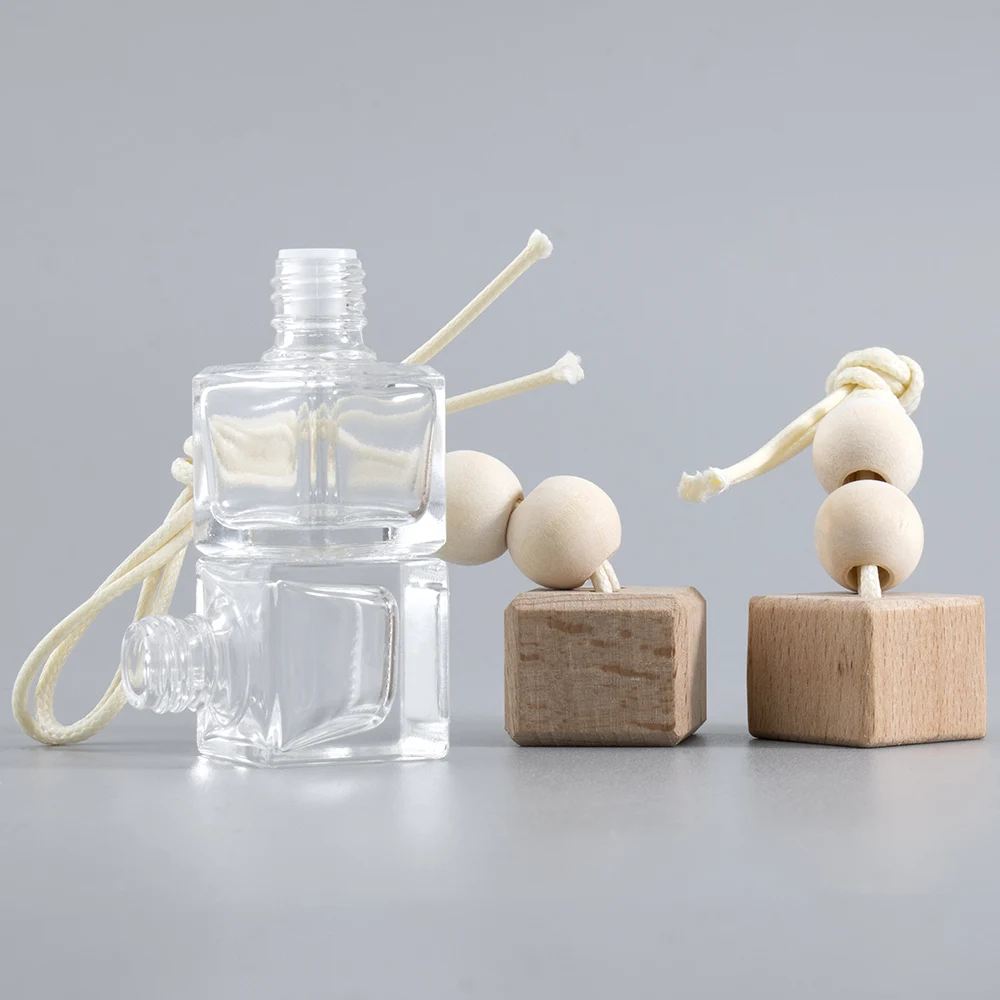 Square 3ml 5ml 10ml 15ml 12ml Clear Hanging Car Reed Glass Aroma Hanging Diffuser Bottle