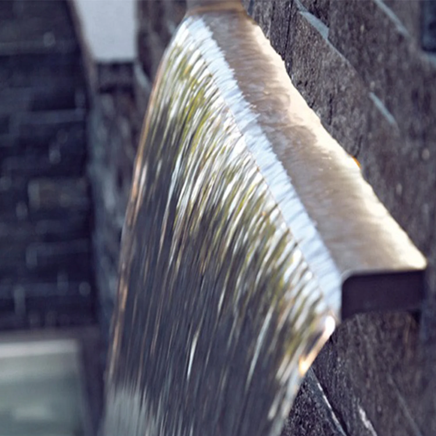 Stainless steel waterfall pool fountain LED sheer descent for garden pond